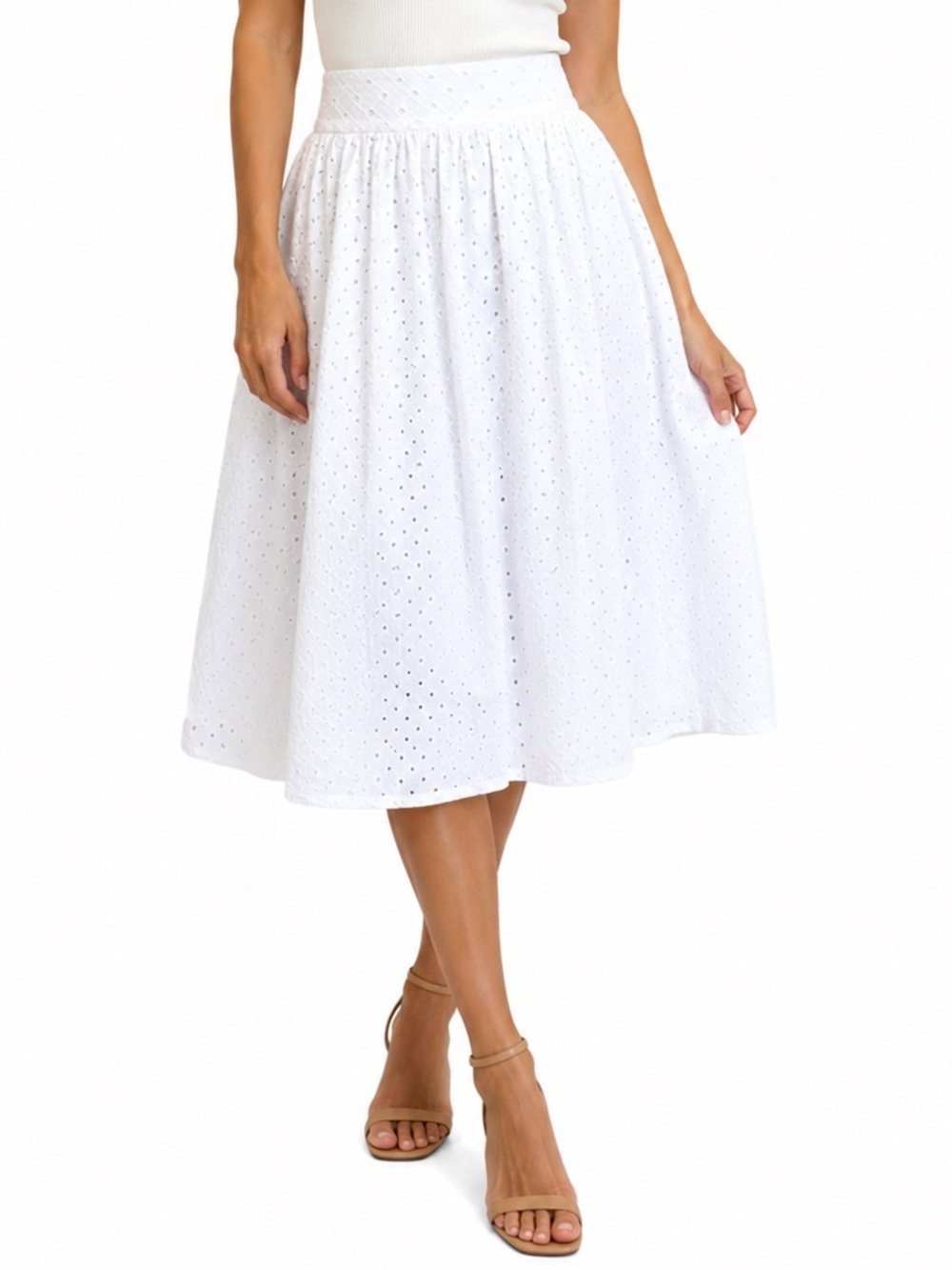 Kate Spade White Eyelet Midi Skirt - Size 2